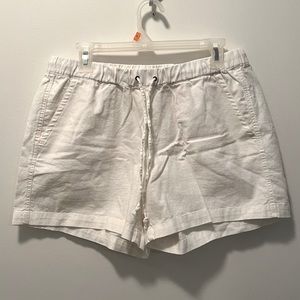J. Crew White Linen Drawstring Shorts